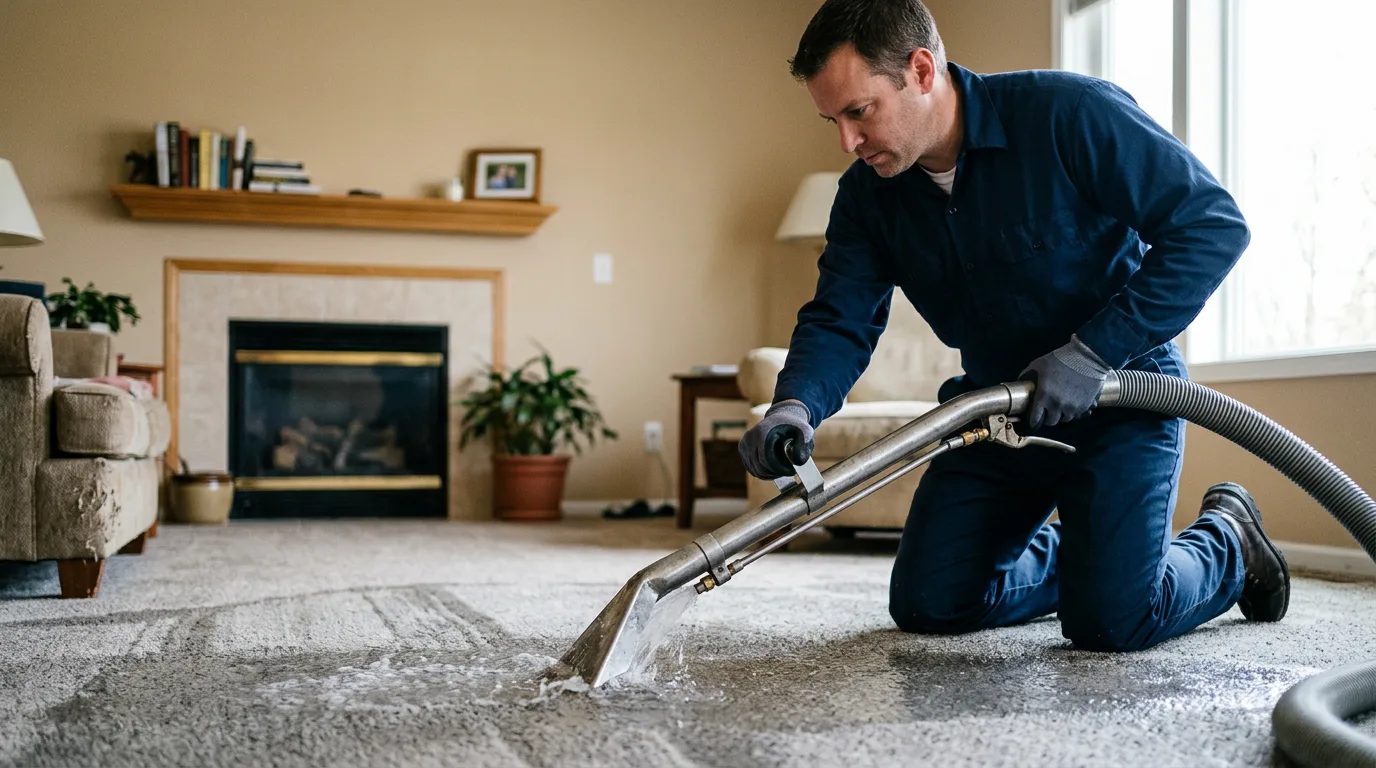 Water damage restoration technician working near Heidelberg, MS